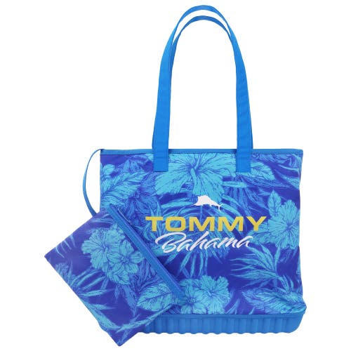 Tommy Bahama Water-repellent Tote With Pouch Tropical Floral Print In Blue