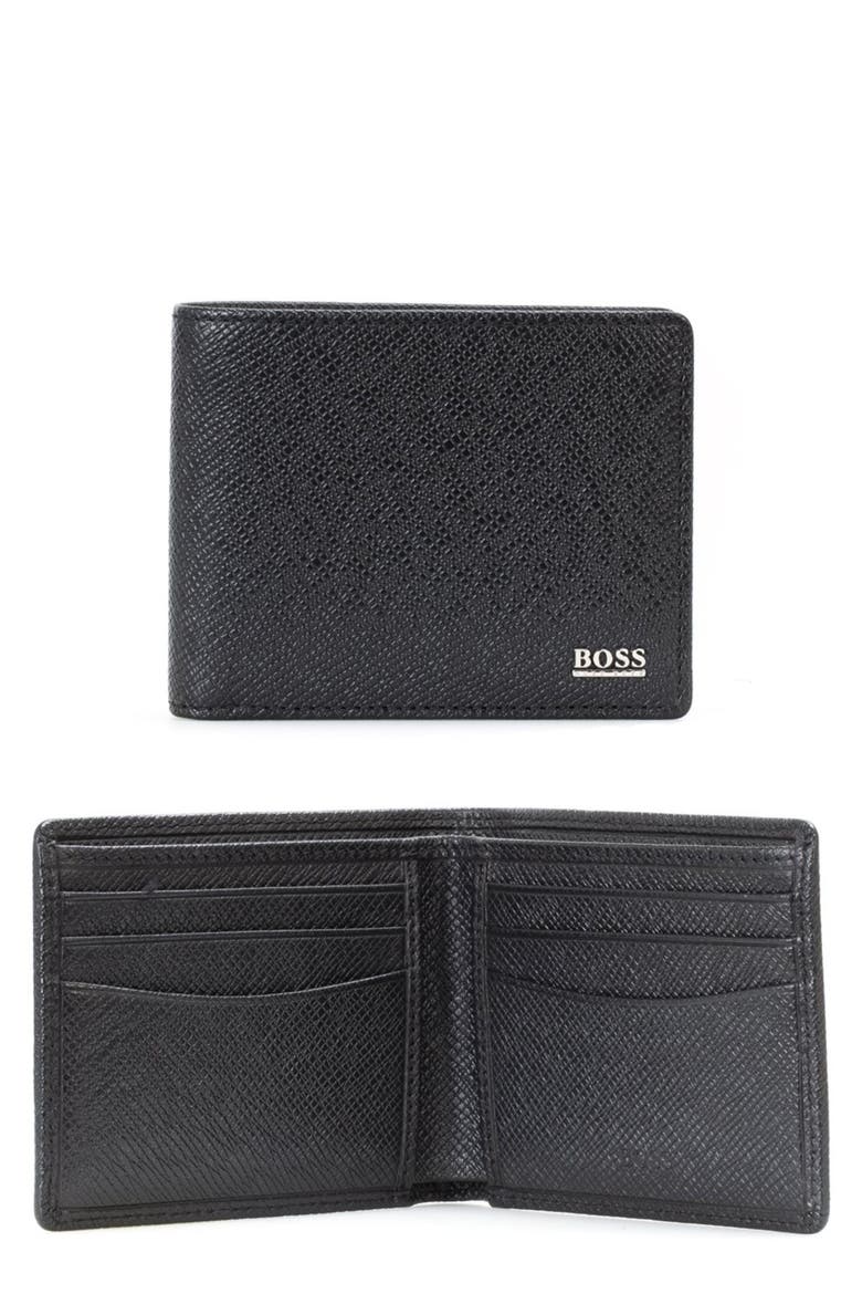 Signature RFID Leather Wallet, Main, color, BLACK