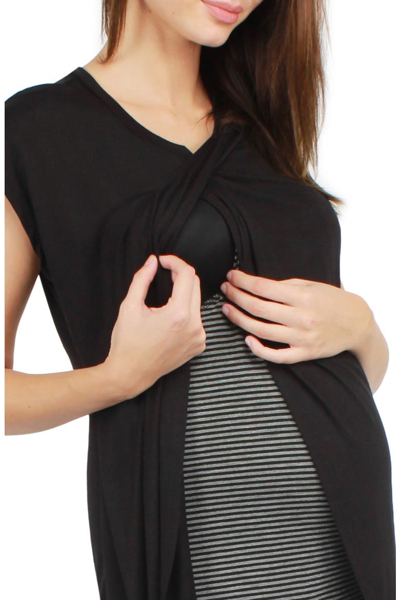 Lille Layered Maternity/Nursing Dress, Alternate, color, BLACK