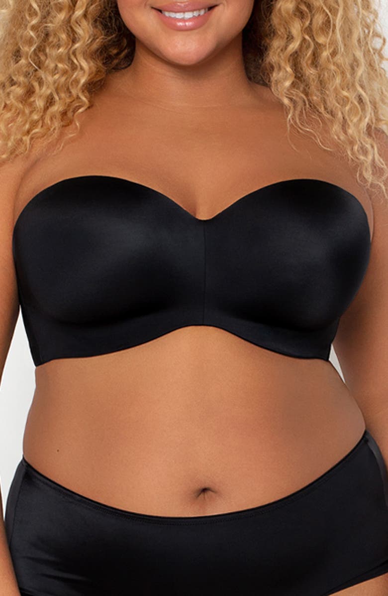 Curvy Couture Strapless Underwire Push-Up Bra, Main, color, Black Hue