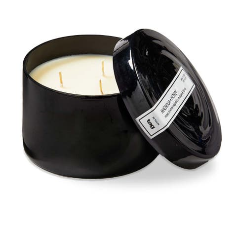 Magnolia Honey Scented Candle with Lid Black Decor 14oz