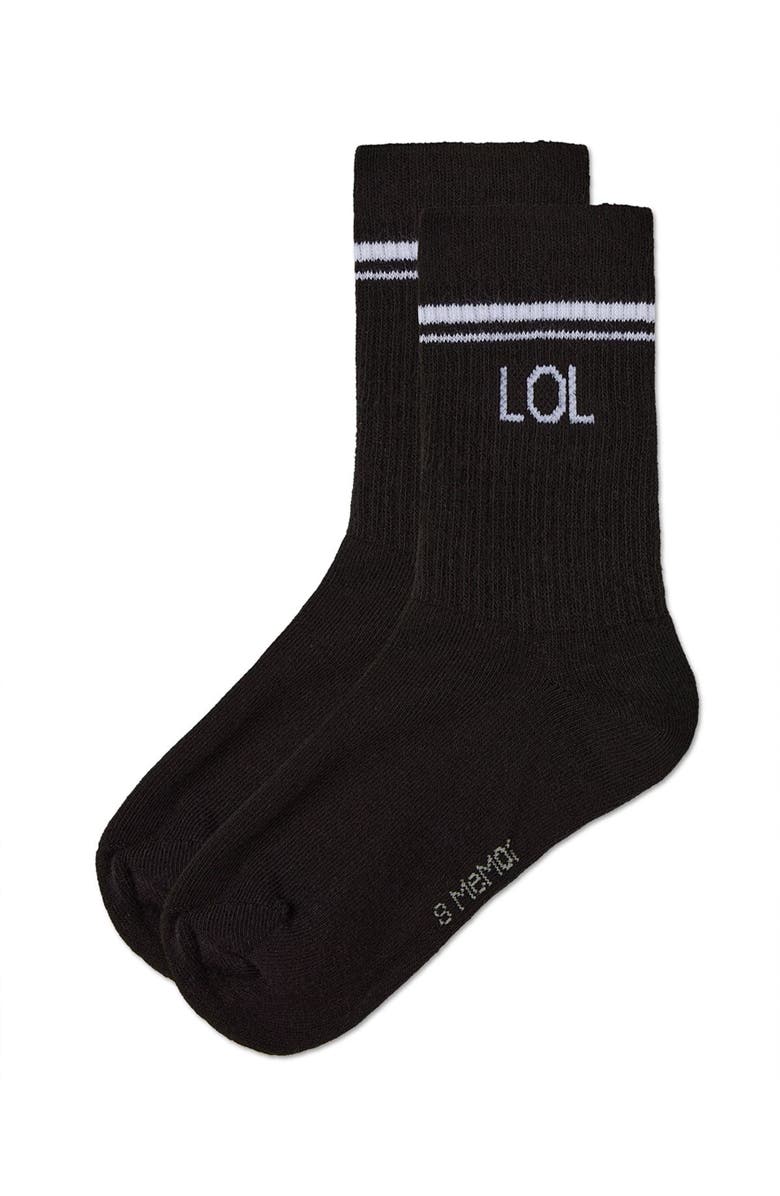 MeMoi LOL Athletic Crew Socks, Alternate, color, Black