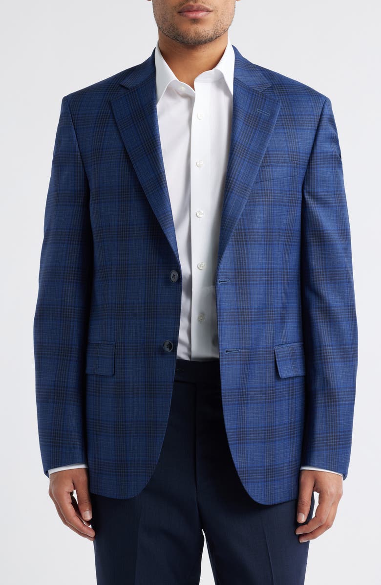 Peter Millar Flynn Classic Blue Windowpane Check Wool Sport Coat, Alternate, color, Blue
