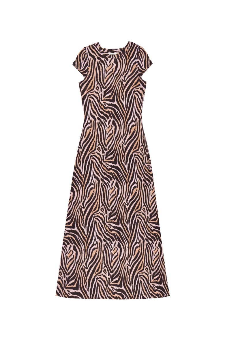 Zebra Print Jersey Maxi Dress, Alternate, color, Neutral