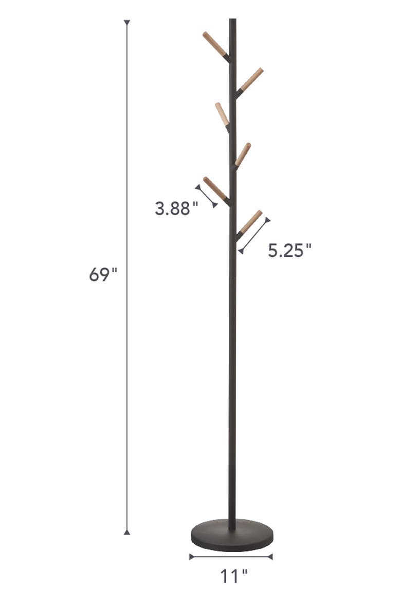Wood Tipped Steel Coat Rack, Alternate, color, BLACK