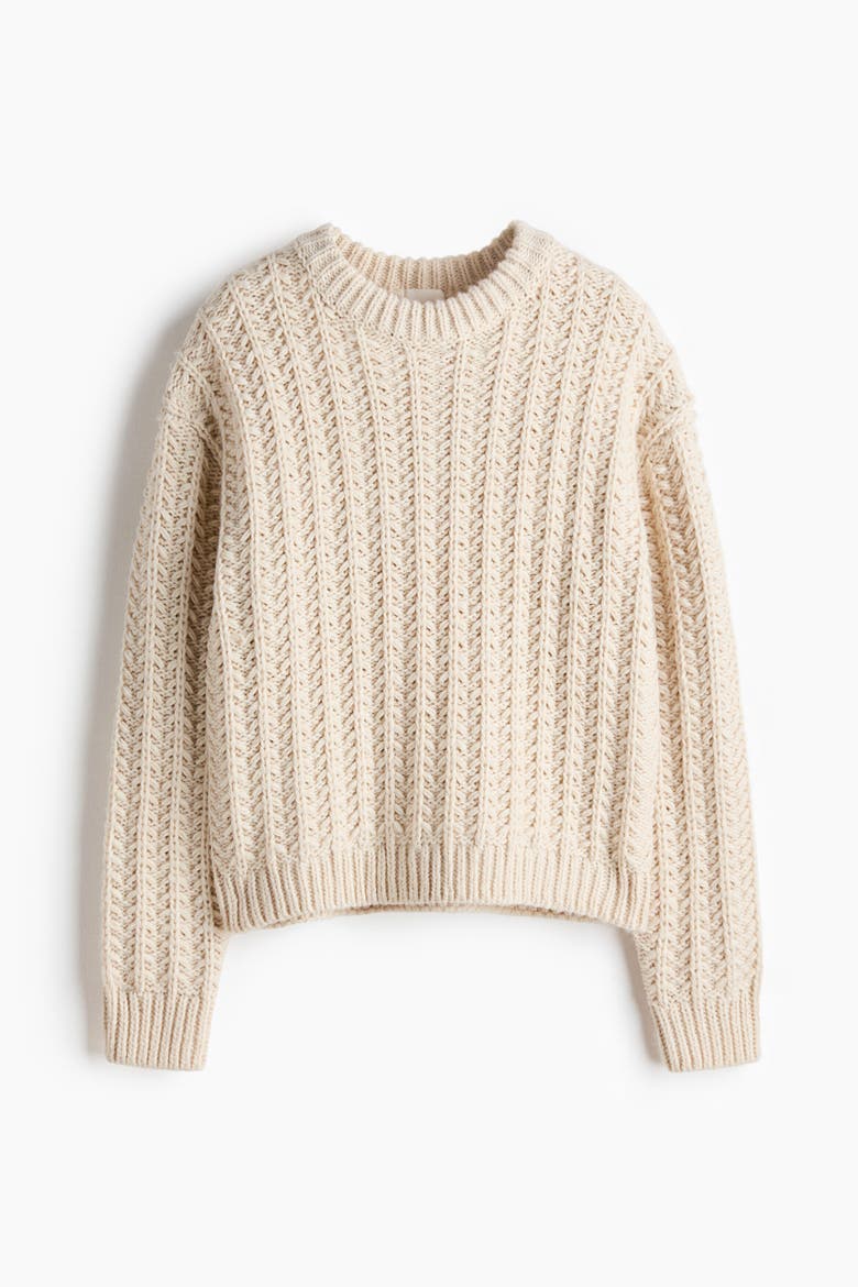Cable-knit Jumper, Alternate, color, Light beige