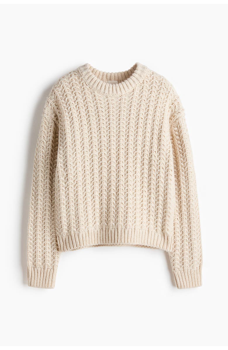 H&M Cable-knit Jumper, Alternate, color, Light Beige