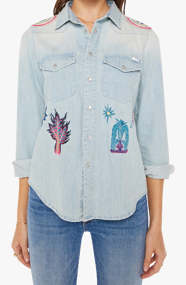 MOTHER All My Exes Embroidered Denim Shirt, Main, color,