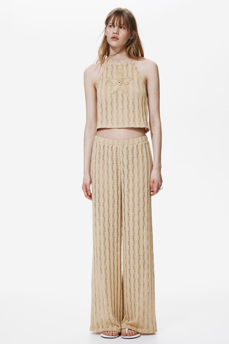 Knitted Pull-on Trousers, Main, color, Beige