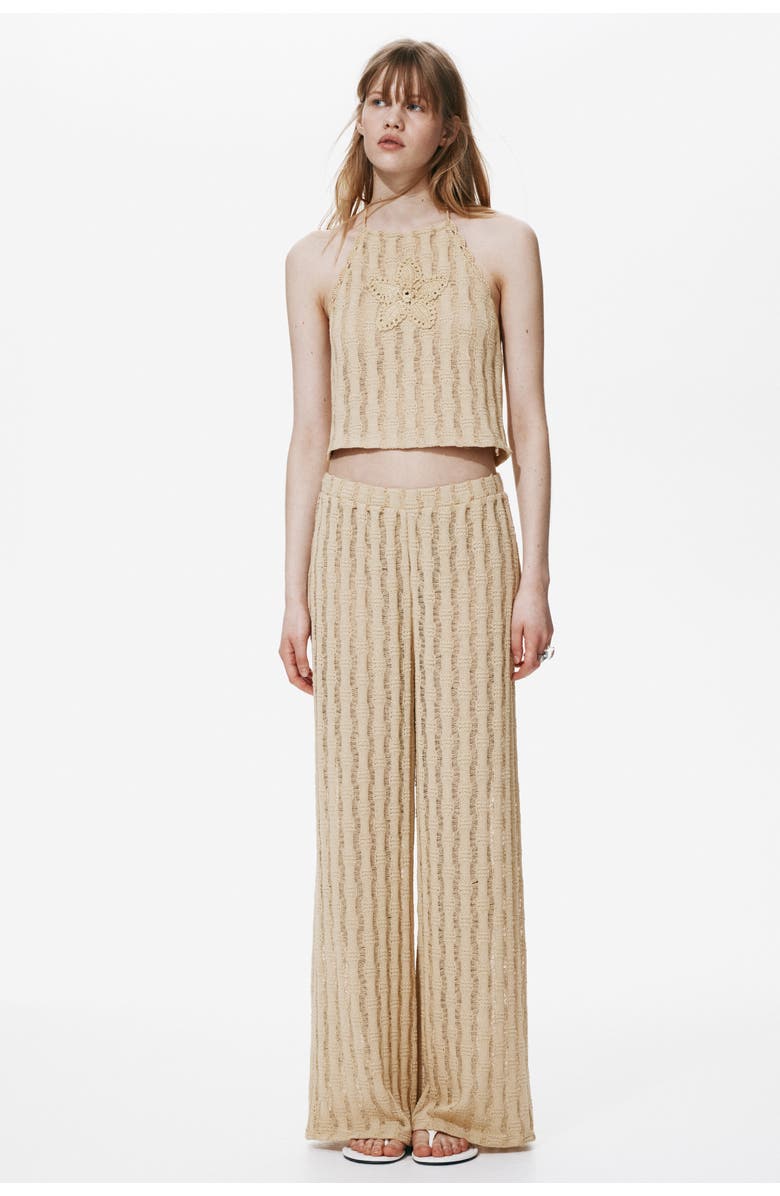 H&M Knitted Pull-on Trousers, Main, color, Beige