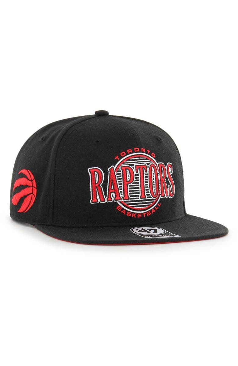 '47 Men's '47 Black Toronto Raptors High Post Captain Snapback Hat, Alternate, color, 