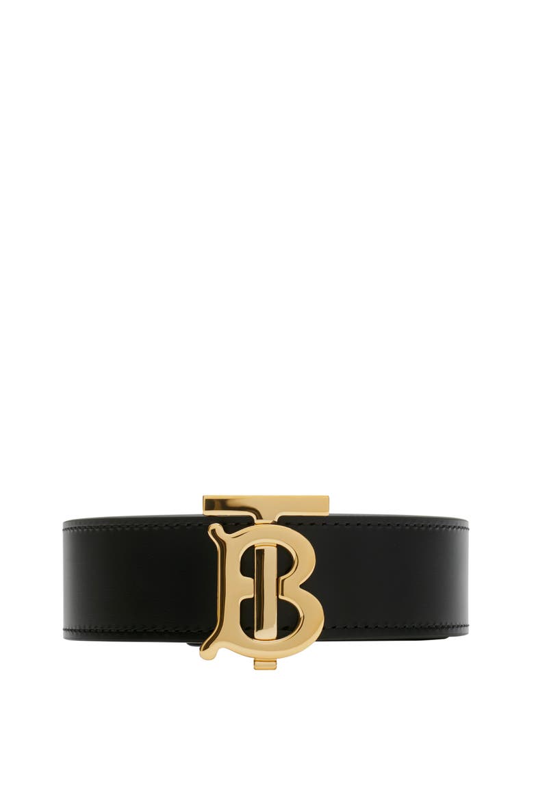 Reversible Leather TB Belt, Main, color, Black/tan brown/gold