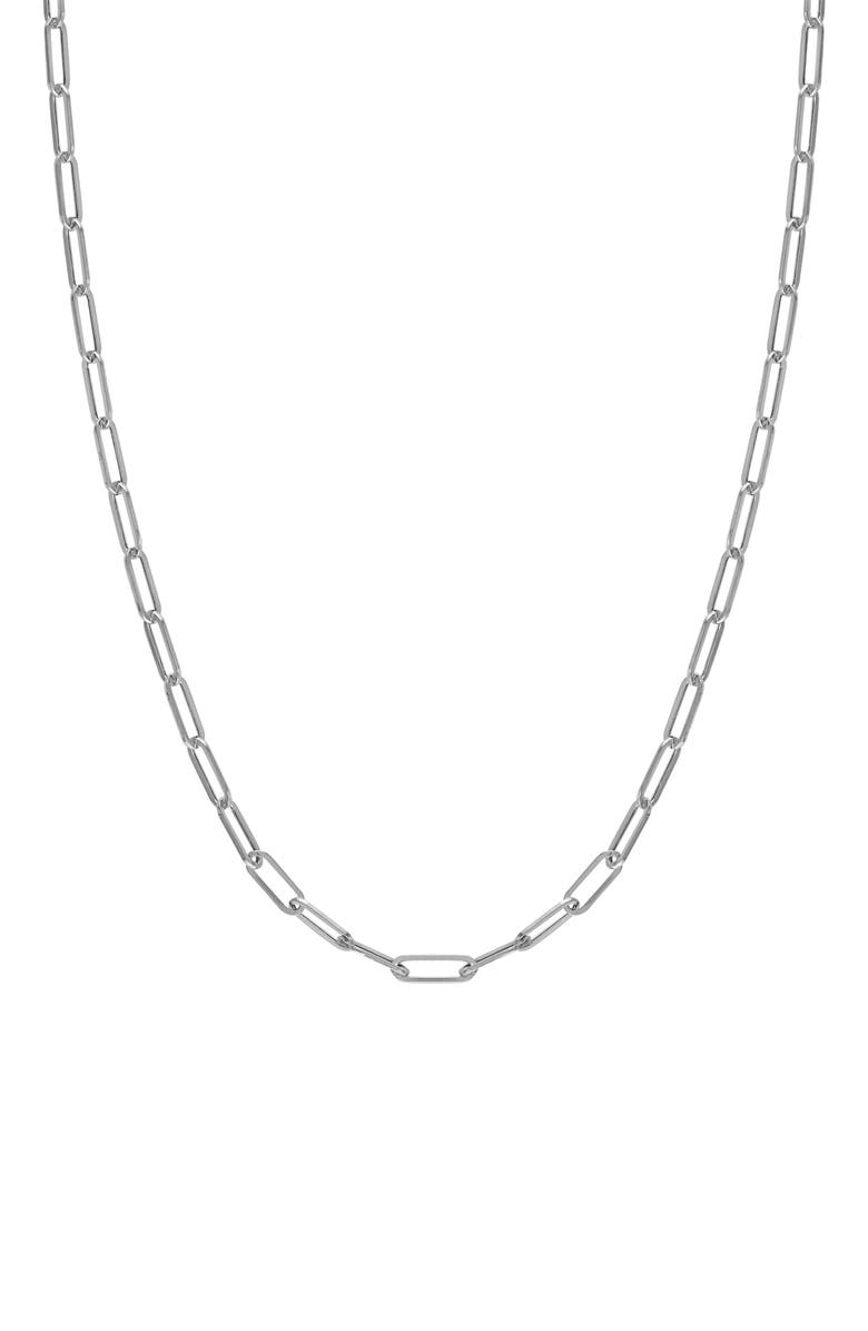 FUZION CREATIONS 14K Gold Paper Clip Chain Necklace, Main, color, White Gold
