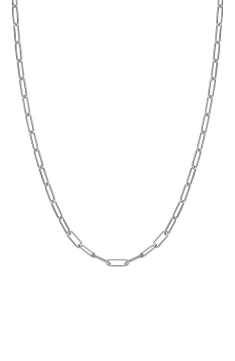 14K Gold Paper Clip Chain Necklace