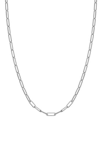 Fuzion Creations 14k Gold Paper Clip Chain Necklace In White Gold