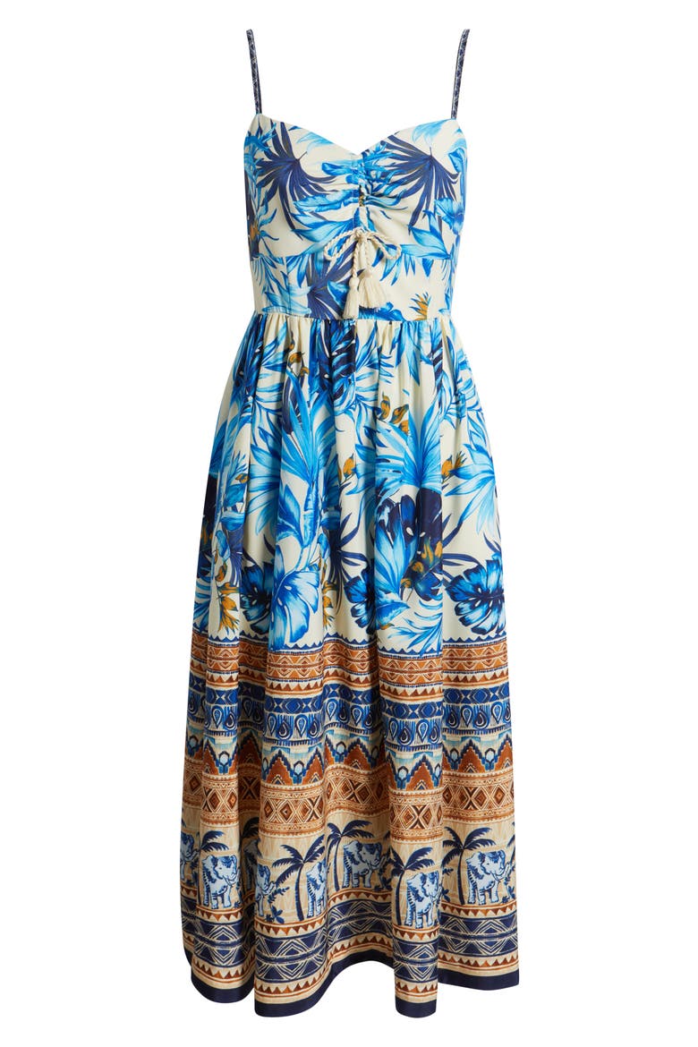 Ruched Front Midi Sundress, Alternate, color, BLU IVORY