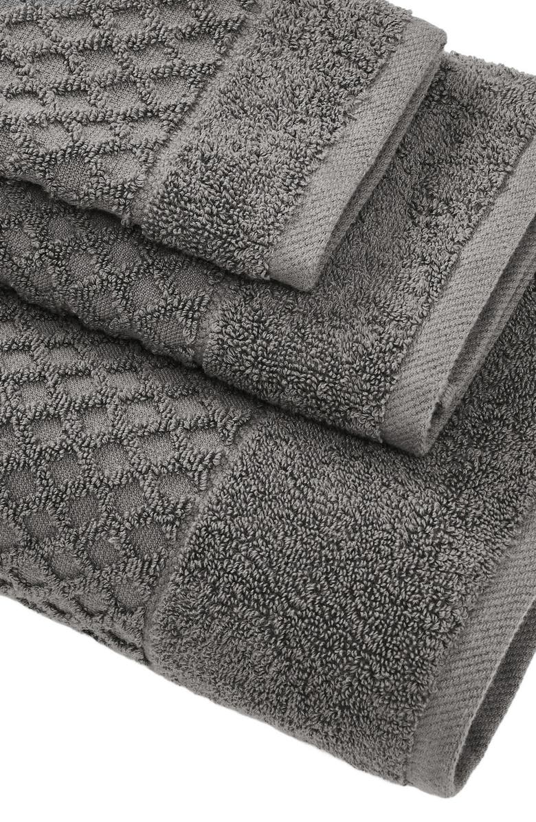 Woven & Weft Diamond Waffle Textured 2-Piece Bath Sheet Set, Alternate, color, Dark Gray