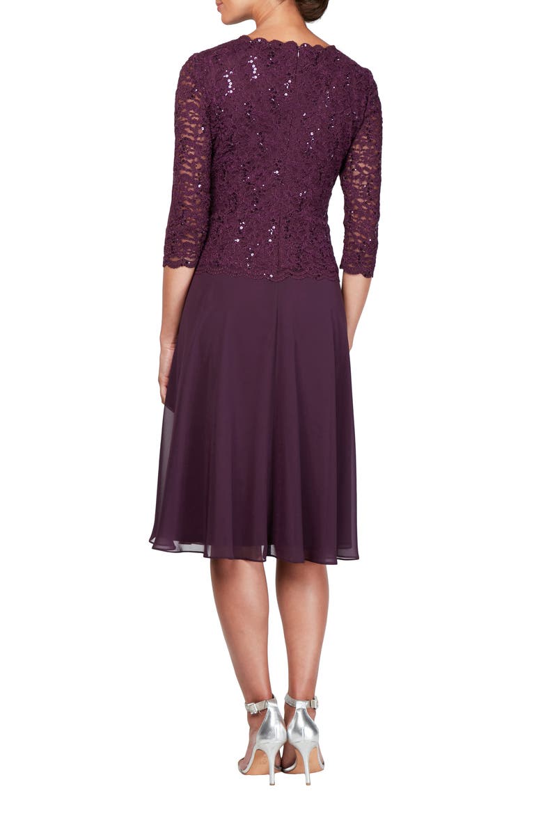 Faux Two-Piece Cocktail Dress, Alternate, color, DEEP PLUM