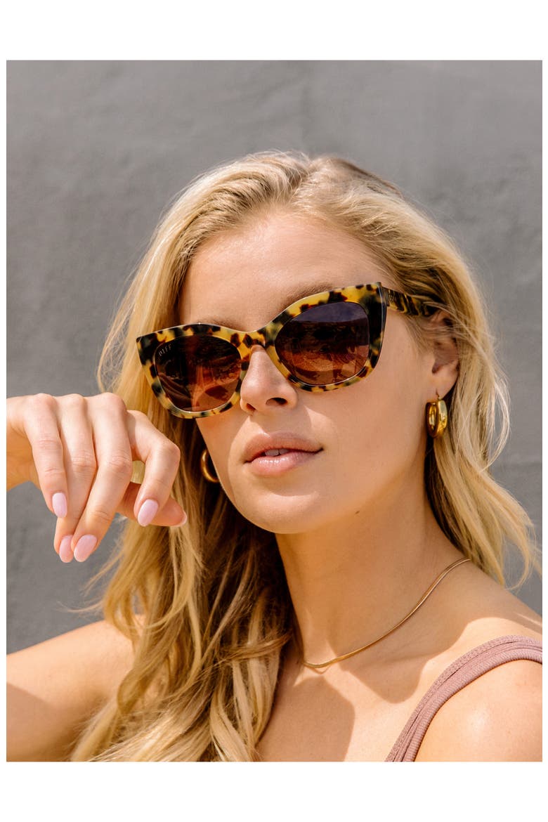 Georgia 54mm Cat Eye Sunglasses, Alternate, color, AMBER TORTOISE/ BROWN GRADIENT
