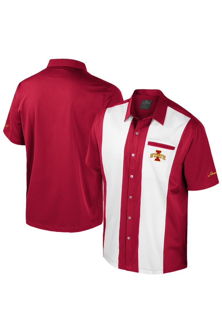 Men's Colosseum Cardinal Iowa State Cyclones Strike Bowling Button-Up Shirt, Alternate, color, Cardinal