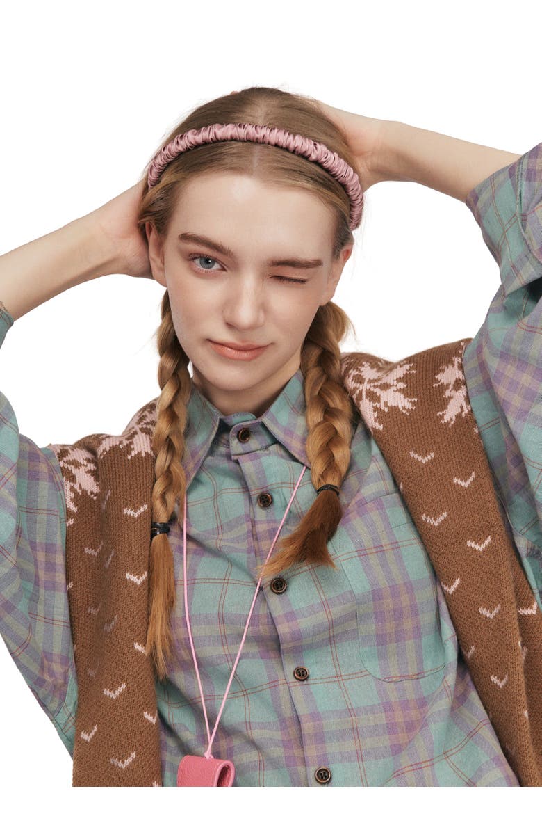 Scrunched Silk Skinny Headband, Alternate, color, Dusty Rose