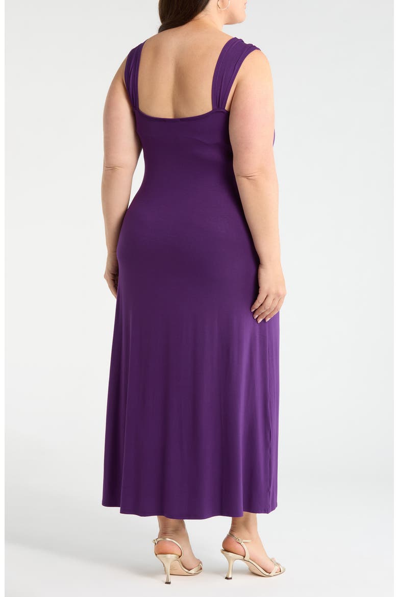 Tie Front Jersey Maxi Dress, Alternate, color, DARK PURPLE