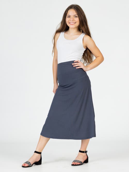 24sevenkid Elastic Waistline Maxi Skirt In Gray