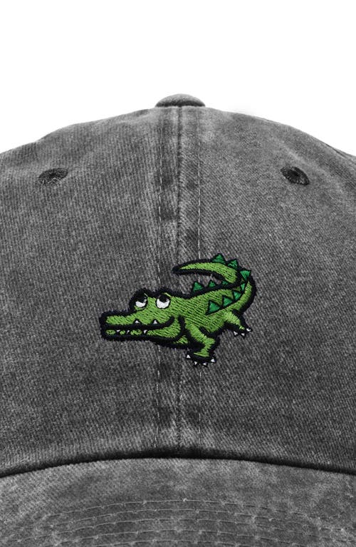 Dalix Alligator Embroidered Wildlife Cap In Washed Black