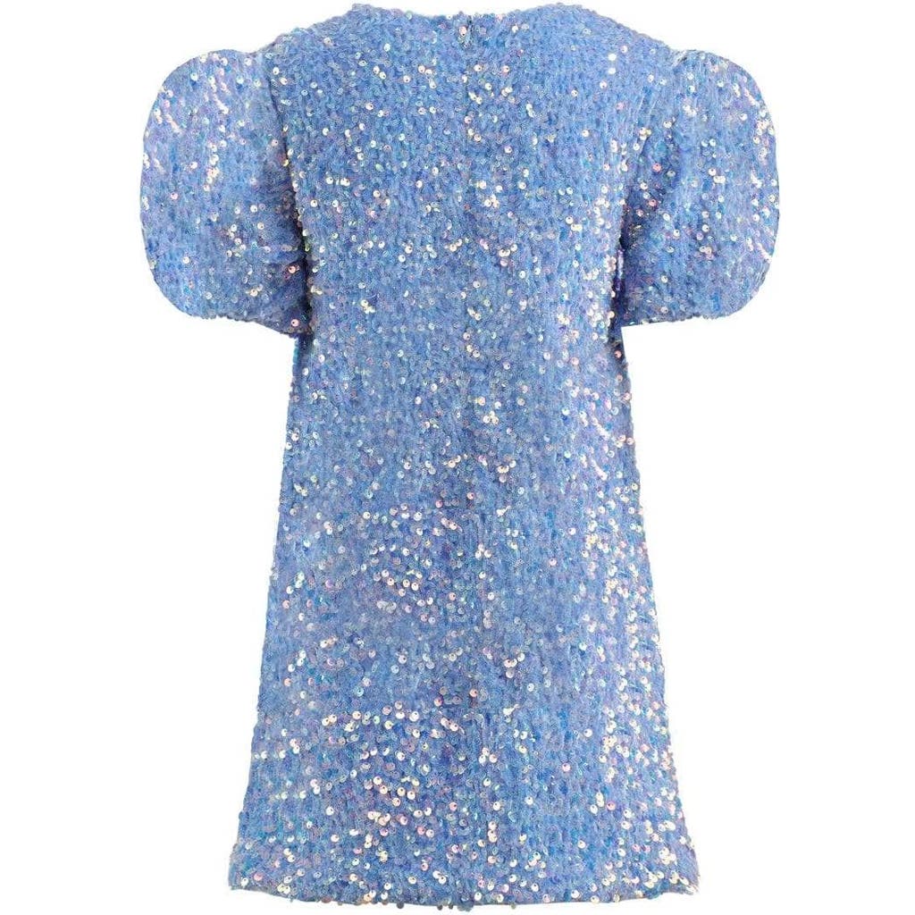 Shop Lola + The Boys Snow Angel Shimmer Dress In Blue
