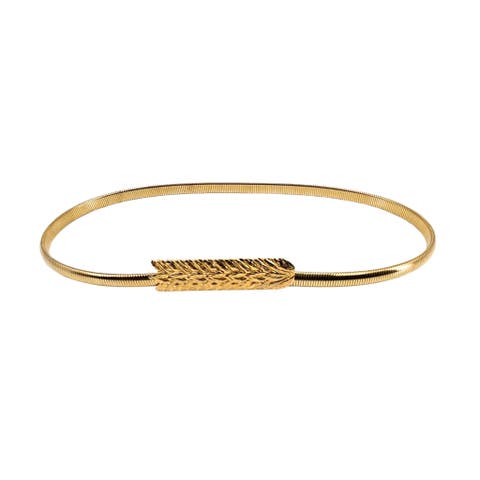Vintage 1970s Goldtone Wheat Pattern Stretch Snake Belt