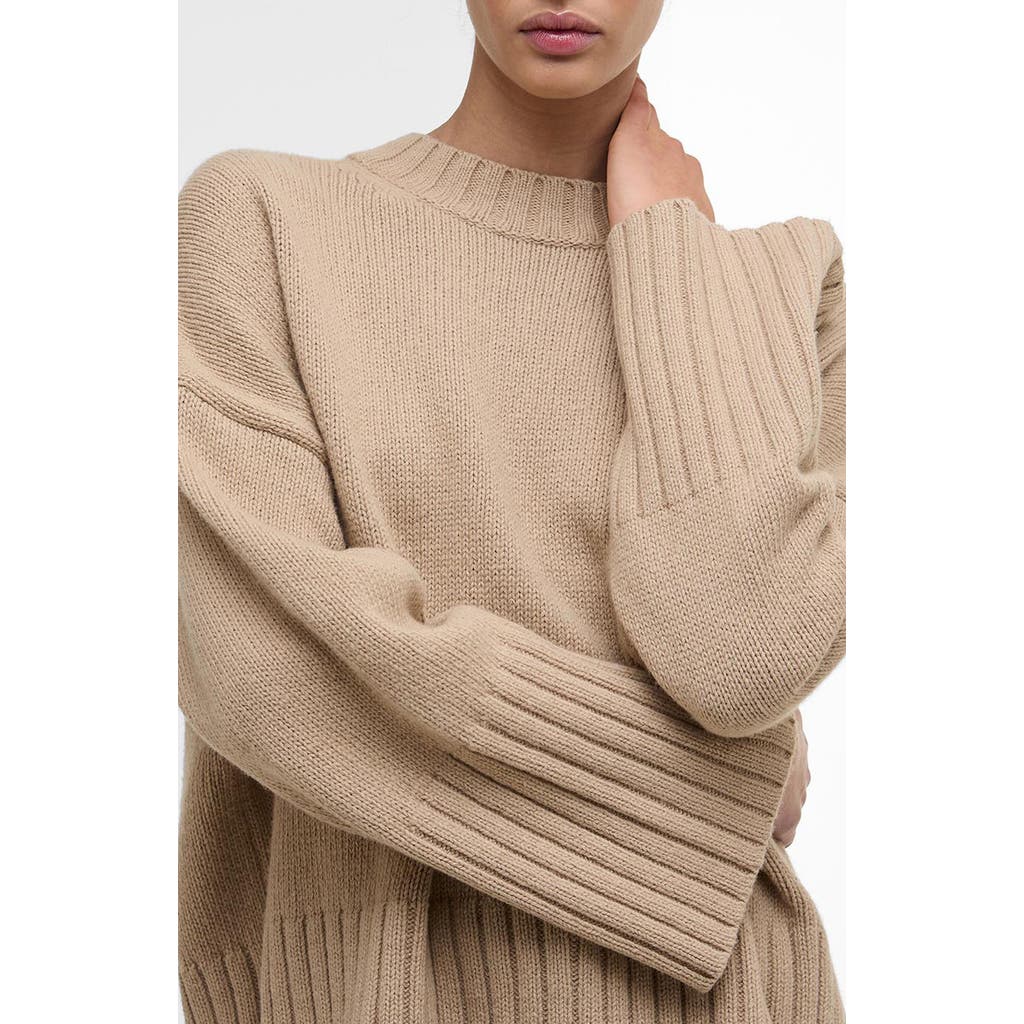 Barbour Sophia Cotton & Wool Blend Tunic Sweater In Brown