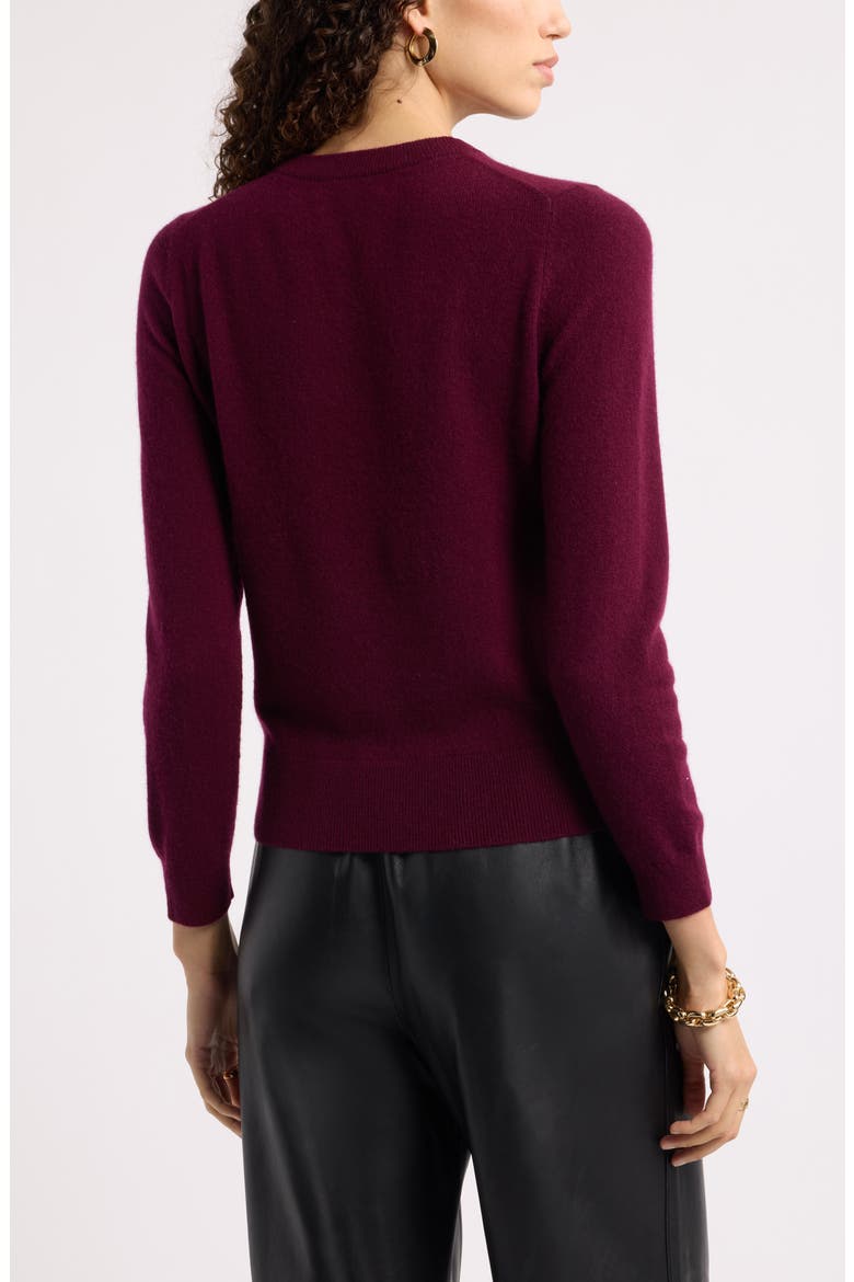 Shrunken Cashmere Crewneck Sweater, Alternate, color, BURGUNDY FIELD