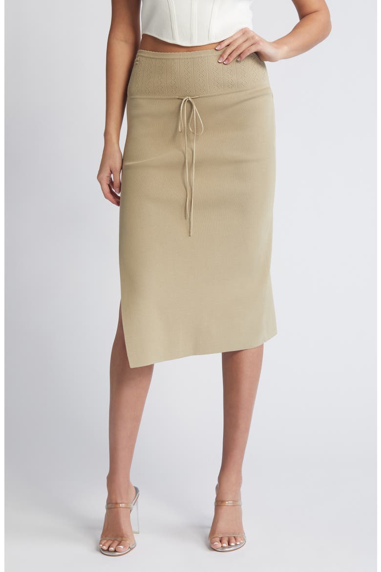 Pointelle Stitch Maxi Sweater Skirt, Main, color, GRAVEL