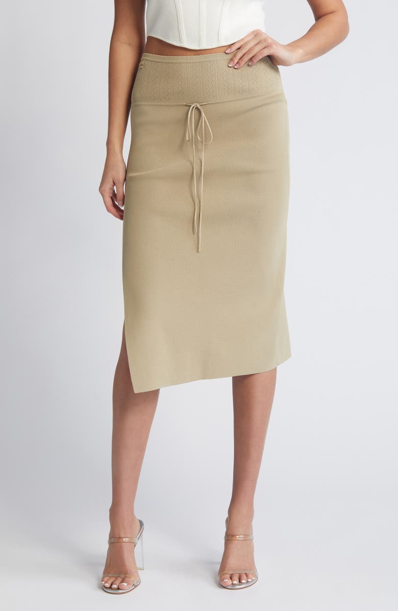 Mistress Rocks Pointelle Stitch Maxi Sweater Skirt, Main, color, Gravel