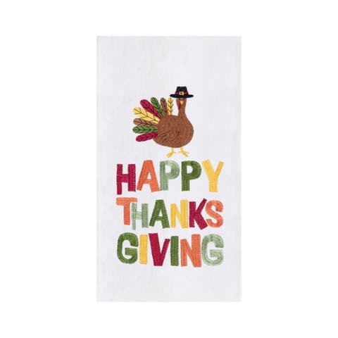 "Happy Thanksgiving" Turkey Cotton Flour Sack Kitchen Dishtowel