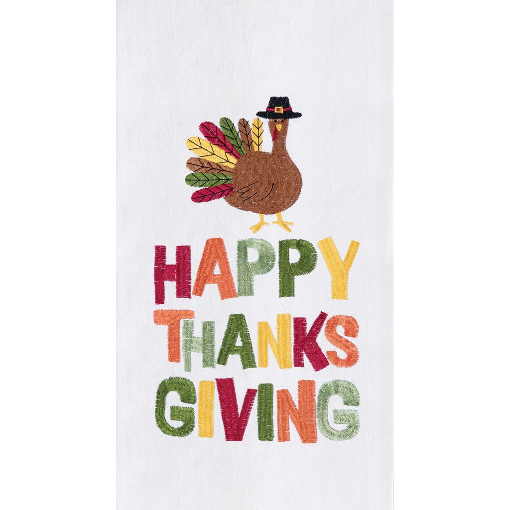 C&F Home "Happy Thanksgiving" Turkey Cotton Flour Sack Kitchen Dishtowel in White  product