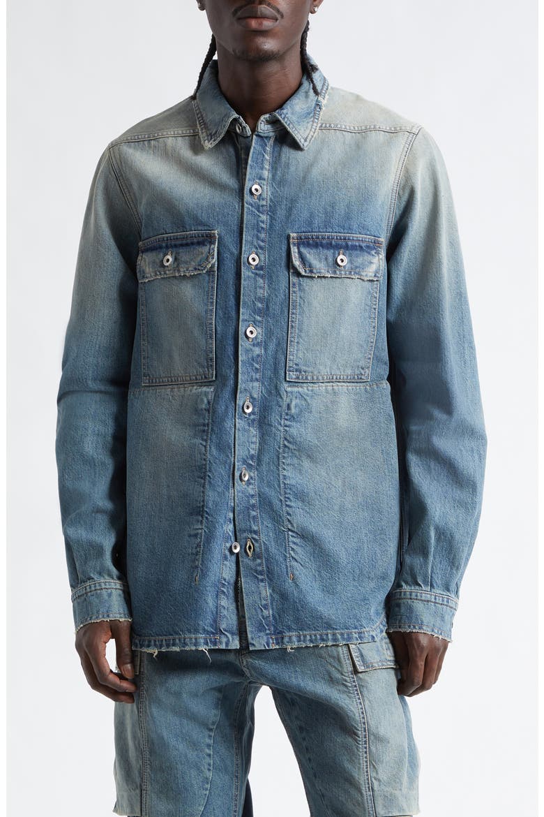 Distressed Denim Overshirt, Main, color, WASHED INDIGO