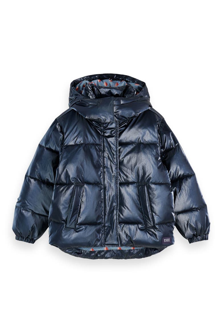 Kids' Water Repellent Metallic Puffer Jacket, Main, color, SKY CAPTAIN