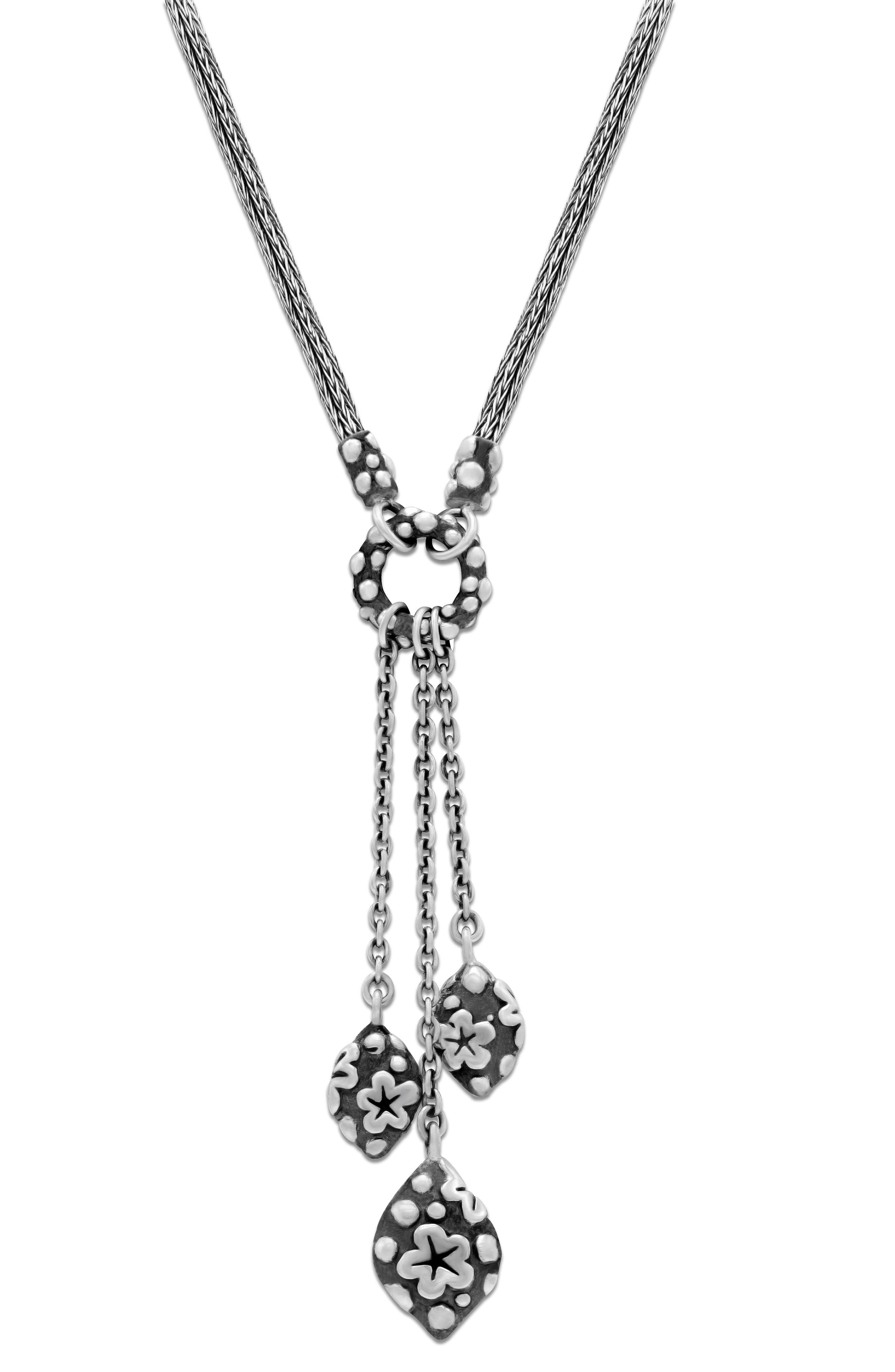 SAMUEL B. Sterling Silver Flower Drop Y-Necklace