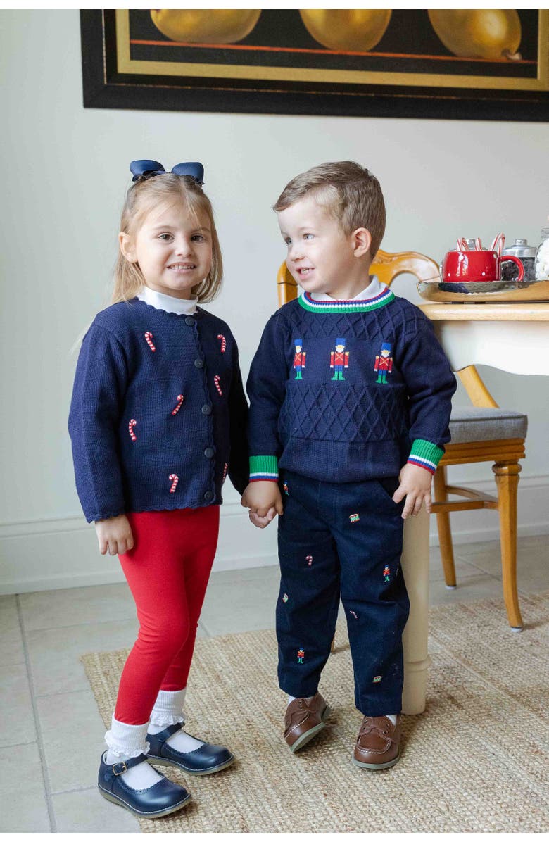 Florence Eiseman Sweater With Candy Canes, Alternate, color, Navy, Red, White