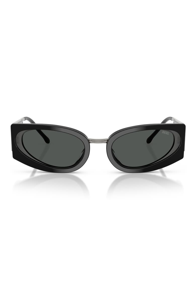 54mm Cat Eye Sunglasses, Main, color, BILAYER SOLID BLACK DARK GREY