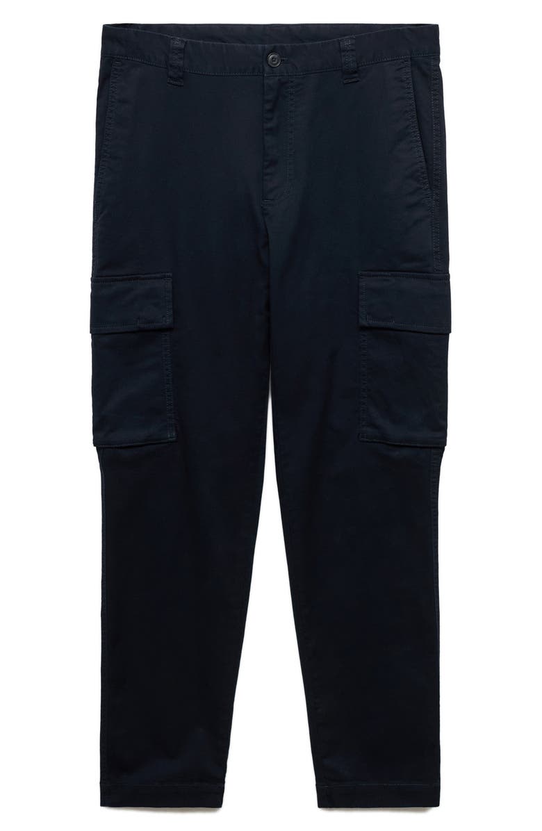 MANGO Regular Fit Flat Front Twill Cargo Pants, Alternate, color, Dark Navy