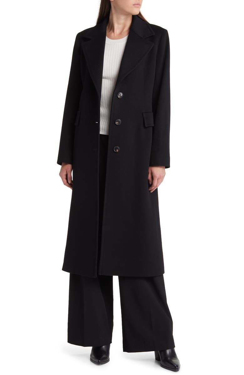 Fleurette Holland Longline Wool Coat, Alternate, color, Black