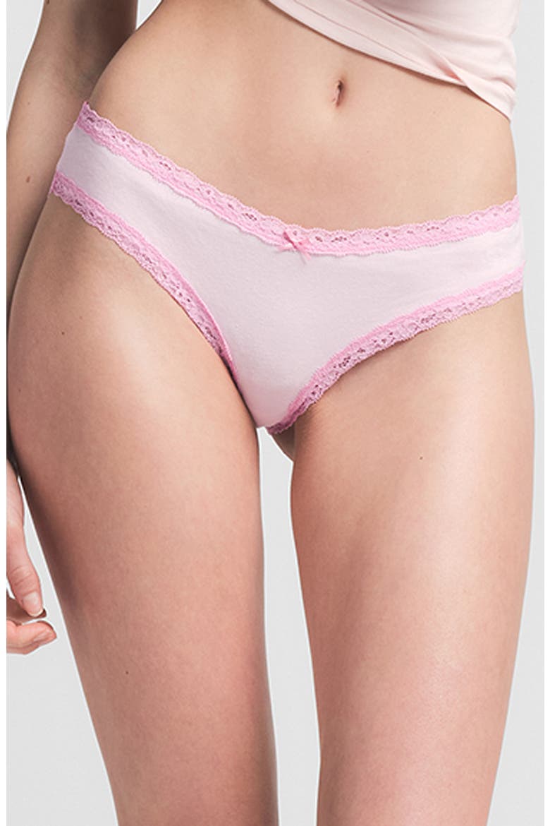 Lightweight Cotton Lace Trim Briefs, Main, color, CHERRY BLOSSOM TONAL