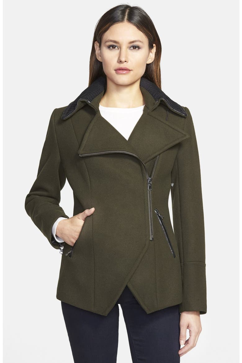 'Abby' Zip Peacoat, Main, color, OLIVE