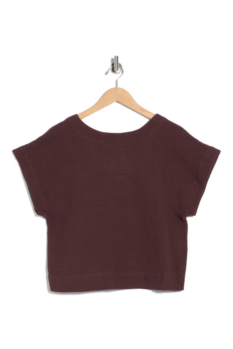 Cotton Gauze Top, Alternate, color, CHOCOLATE RAISIN