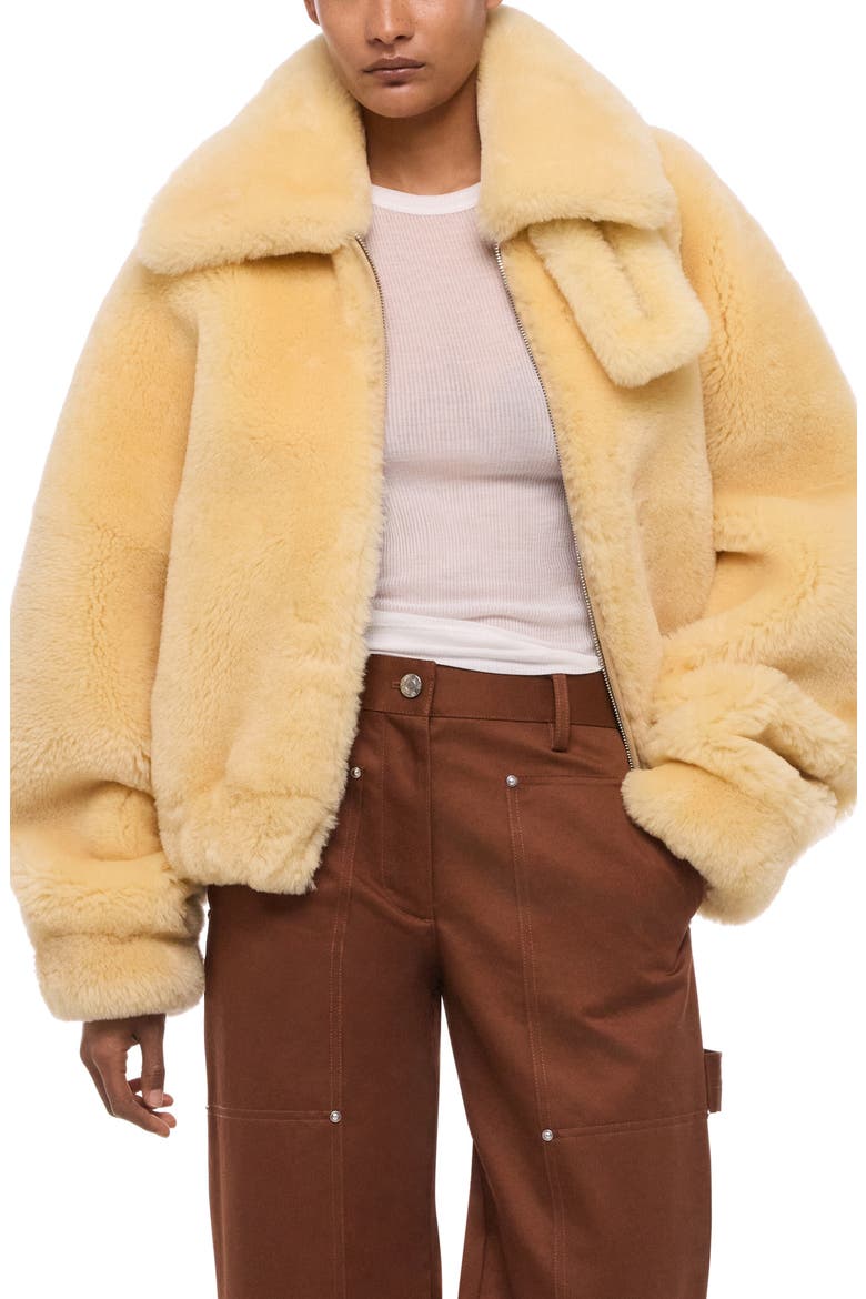 Genuine Shearling Bomber Jacket, Alternate, color, CORNSILK