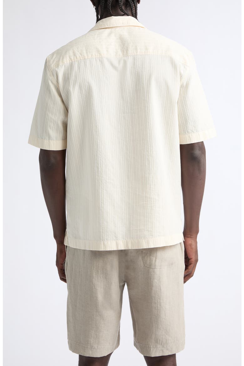 Textured Stripe Camp Shirt, Alternate, color, ECRU