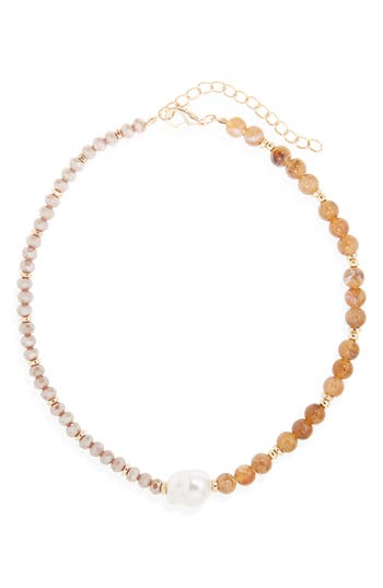 Cara Beaded Necklace In Brown