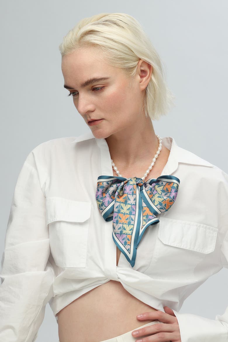 Mera Baroque Freshwater Pearl Necklace & Scarf set, Alternate, color, Blue